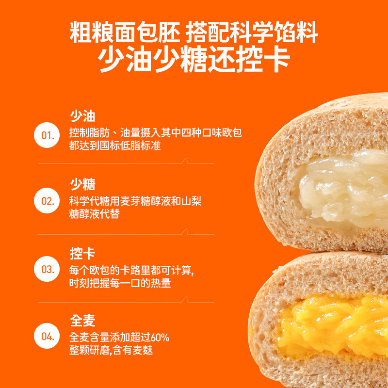 鲨鱼菲特全麦欧包夹心低脂健身面包 鲨鱼菲特西式糕点