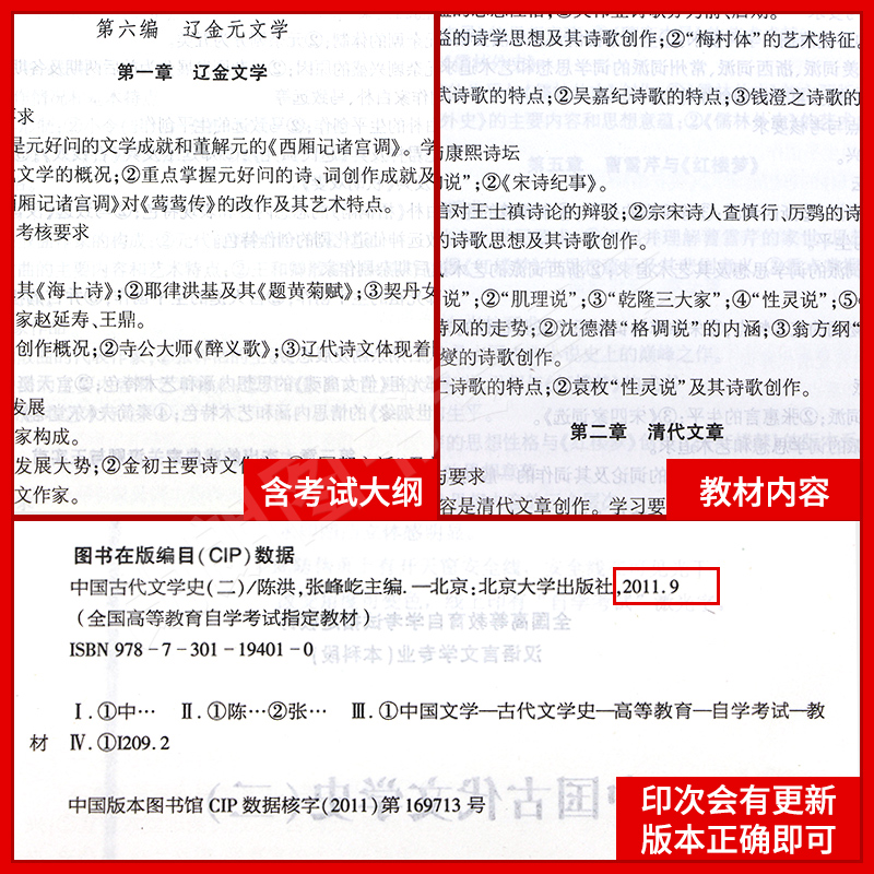 备考2024 全新正版自考教材00539 0539中国古代文学史二 陈洪2011年版北京大学出版社 自学考试指定 朗朗图书自考书店 附考试大纲 - 图2