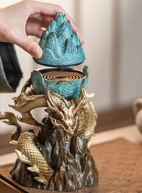 汉颂铜复古玄关高档博山炉摆件