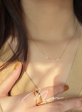 轻奢设计925纯银一字打结项链