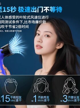 奥徕芬电吹风机110V美规家用负离子护发高速大风力造型风筒英规