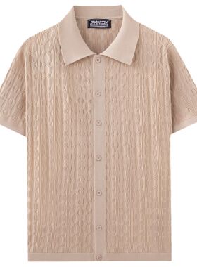 men's t-shirt男装 男士休闲针织衫上衣 短袖古巴领冰爽丝针织