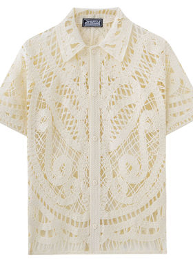 men's t-shirts男装 欧美男士手钩针织衫 新款短袖镂空开衫polo衫