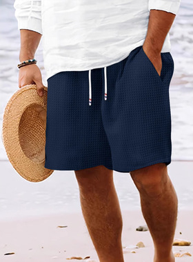 men's shorts欧码男士新款五分中裤子欧美高街潮牌格子休闲短裤男