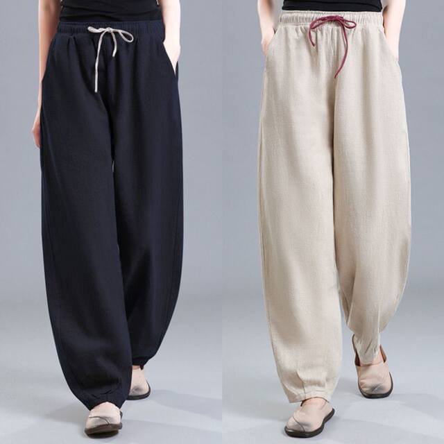 ກາງເກງຜ້າຝ້າຍແລະ linen ລະດູຮ້ອນສໍາລັບແມ່ຍິງ, ກາງເກງ harem ວ່າງ summer lantern