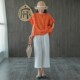 Cotton and linen three-quarter wide-leg pants for women, summer loose cropped pants
