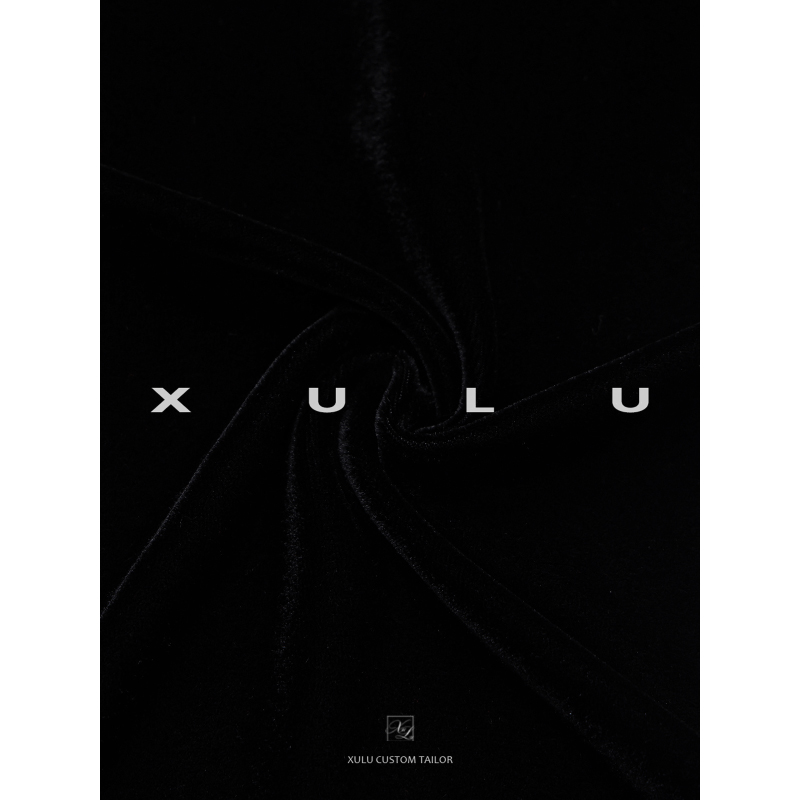 XULU原创秋冬轻奢黑色丝绒包臀裙优雅修身高腰一字领羊腿袖连衣裙 - 图0