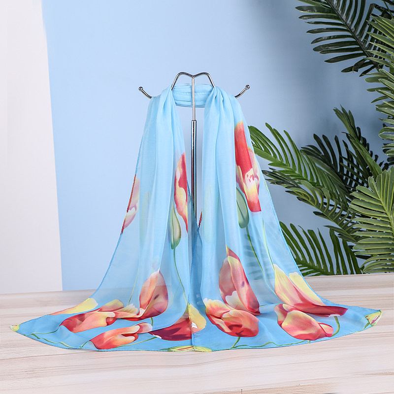 韩版新款春夏雪纺丝巾女秋冬印花薄长款百搭防晒披肩围巾送礼纱巾,淘宝优惠券,粉丝福利购,淘宝优惠卷