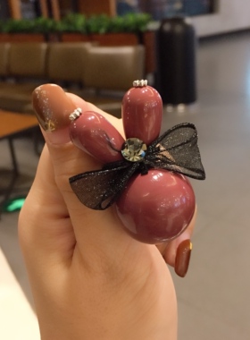 奶油色小兔子闪钻个性马尾发饰