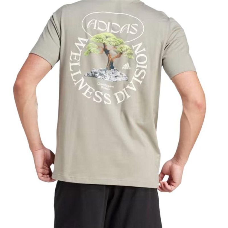 Adidas阿迪达斯男士短袖简约透气运动休闲印花圆领T恤 IS1038 - 图0