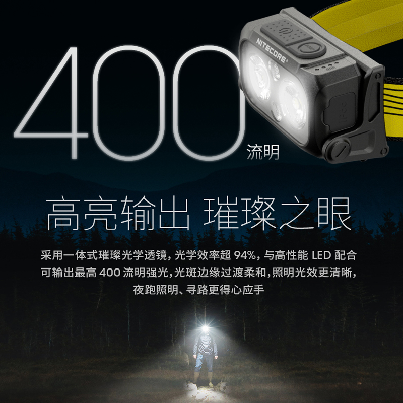 NITECORE 奈特科尔NU25三光源轻量级可充电强光跑步头灯夜跑钓鱼