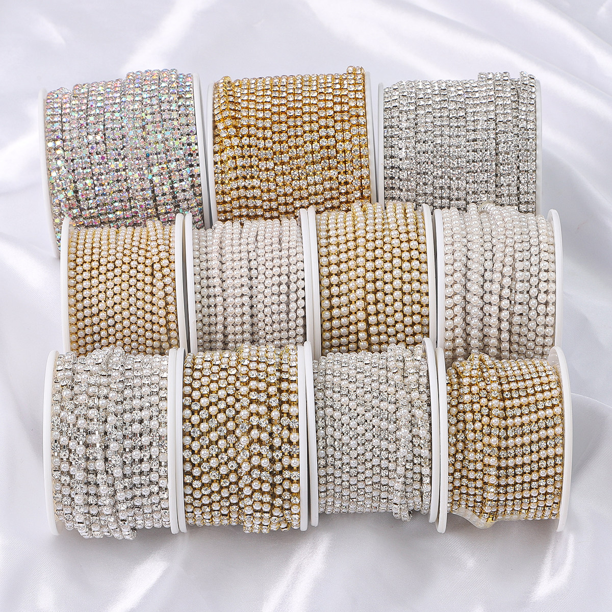 双排AB彩水钻珍珠爪链条 手工diy自制古风发簪手链项链耳饰品配件,淘宝优惠券,粉丝福利购,淘宝优惠卷