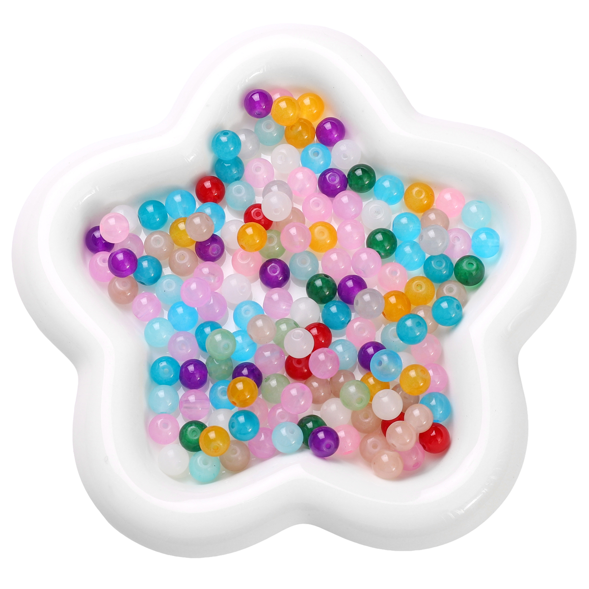 50颗玻璃果冻实色仿玉石圆珠散珠子 手工diy发簪手链项链耳饰材料,淘宝优惠券,粉丝福利购,淘宝优惠卷