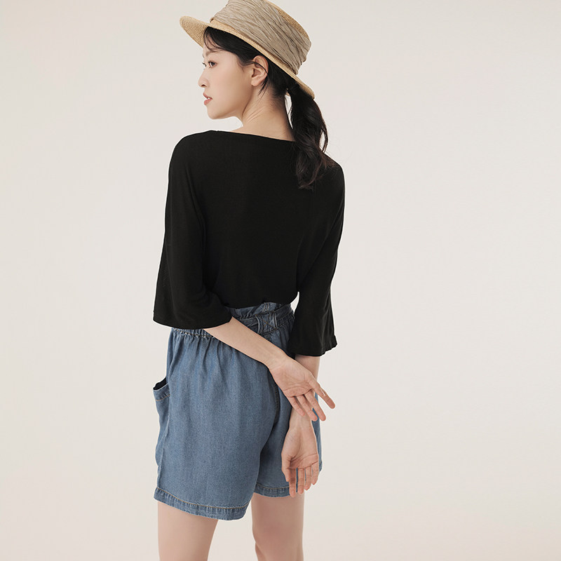 sellynear孕妇裤装宽松荷叶边短裤 sellynear孕妇直筒裤