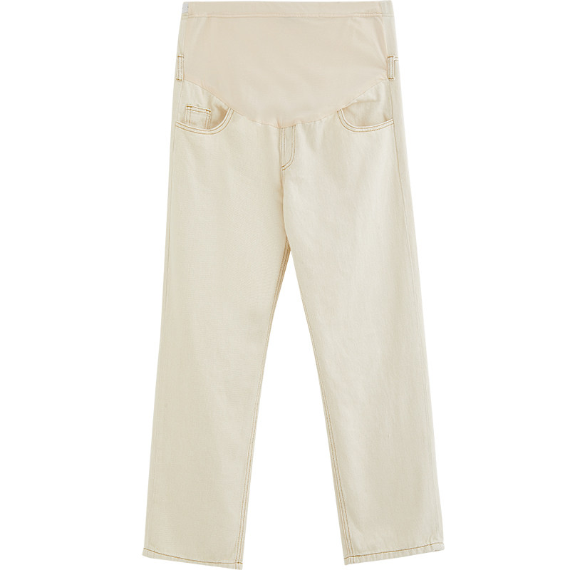 sellynear孕妇米白色直筒显瘦宽松 sellynear孕妇直筒裤