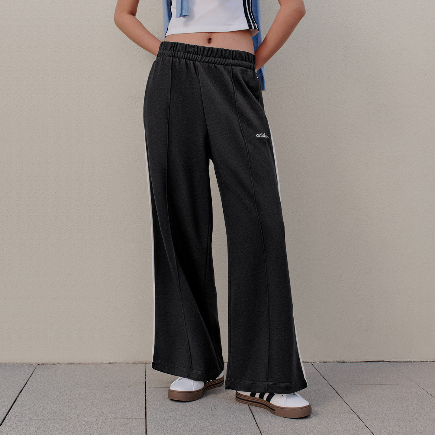 Adidas women's terrycloth high-waisted comfortable sweatpants