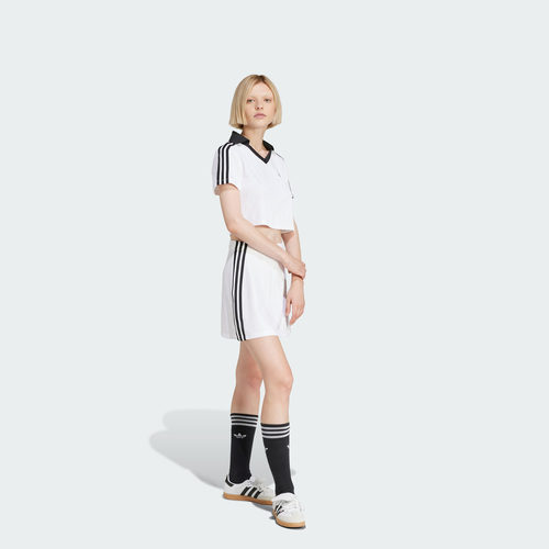 经典短款运动上衣V领短袖POLO衫女装夏季adidas阿迪达斯三叶草 - 图1