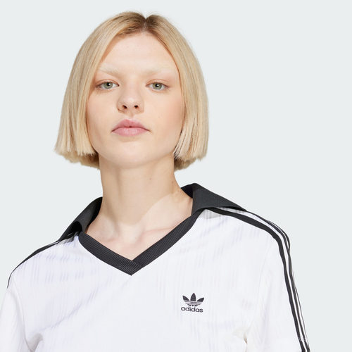 经典短款运动上衣V领短袖POLO衫女装夏季adidas阿迪达斯三叶草 - 图2