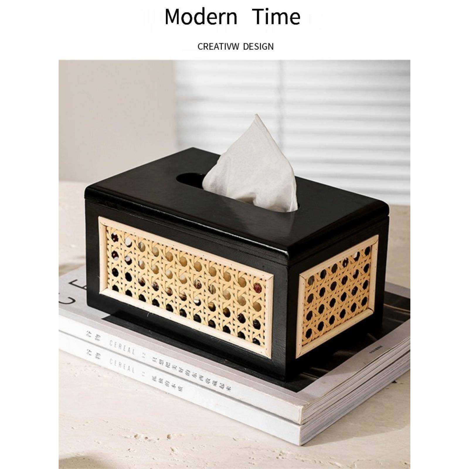 侘寂风复古竹编纸巾盒新中式实木抽纸盒客厅家用茶几桌面装饰摆件,淘宝优惠券,粉丝福利购,淘宝优惠卷