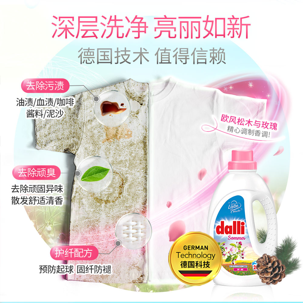 Dalli德国夏日花香护色增香洗衣液深层清洁持久【效期26年2月】 - 图0