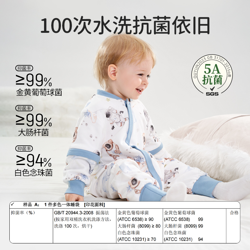 欧孕婴儿睡袋春秋冬款恒温宝宝防踢被子神器儿童四季通用分腿睡袋