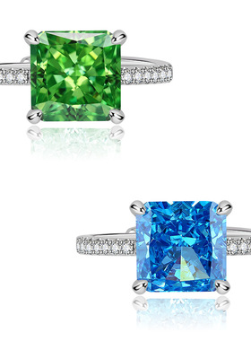 3克拉冰花切彩宝精致戒指女高级