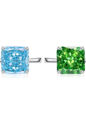 欧美风格奢华高碳钻正方绿色戒指