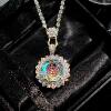 Rose cut brilliant three-dimensional flower zircon necklace earrings