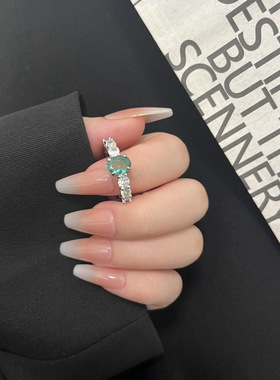 秋冬百搭精致祖母绿戒满钻戒戒指