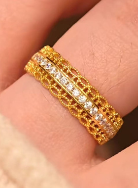 新中式国风丝财万两铜钱戒指百搭