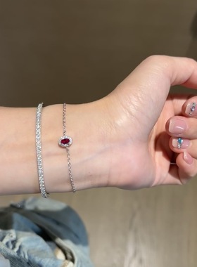 【一颗红豆】小红书同款巴黎法国红宝石手链女小众设计高级感手饰