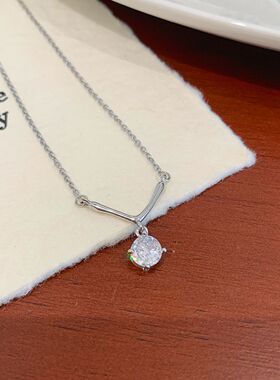 韩系单钻项链女简约气质小众感轻奢感通勤百搭饰品