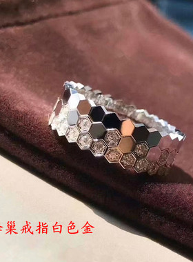 高版蜂巢戒指18k玫瑰金菱形素圈