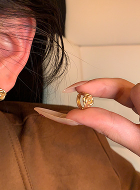 复古金色玫瑰花耳扣高级感