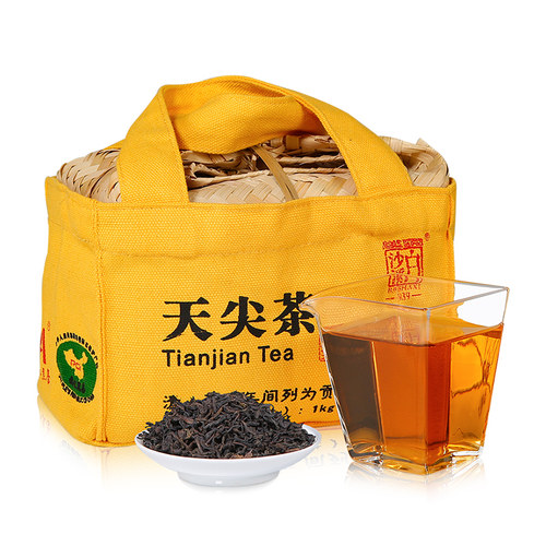 湖南安化黑茶白沙溪正品贡茶散茶叶松烟香一级 正宗篾篓天尖茶1kg - 图0