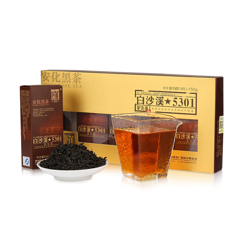 湖南安化黑茶正品白沙溪正宗散茶茶叶伴手礼2019年5301芽尖茶150g