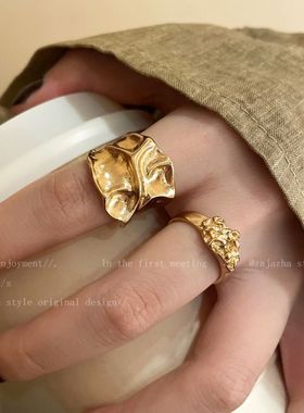 美拉德做旧不规则戒指女生2025新款高级感食指戒巨好看的情侣指环