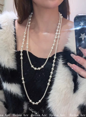 赫本风长款叠戴珍珠项链女毛衣链气质高级感轻奢小众2024新款爆款