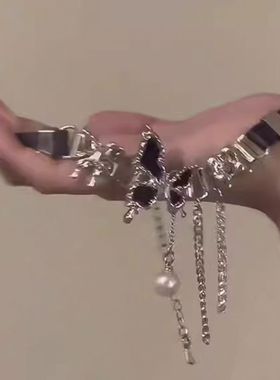 蝴蝶项链甜酷高级感轻奢小众颈链choker锁骨链y2k配饰项圈女脖带