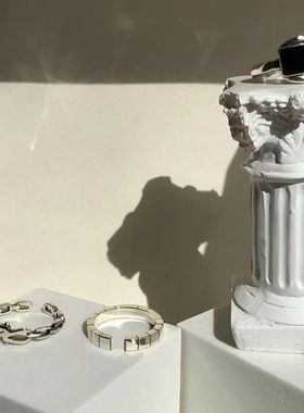 黑色几何方形戒指轻奢女ins学生小众设计高级感时尚精致个性简约