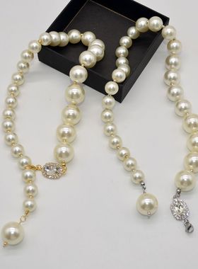 韩国张元英同款大珍珠闪钻项链复古短款choker颈链优雅百搭锁骨链