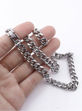 王嘉尔同款不掉色钛钢古巴卡扣项链锁骨链男情侣款日韩百搭高级感