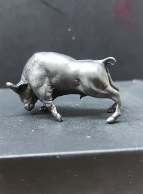 华尔街铜牛摆件金牛气冲天工艺品办公室桌牛市全黄铜牛摆件装饰