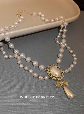 珍珠项链2023新款轻奢小众夸张锁骨链宫廷风华丽复古装饰颈链