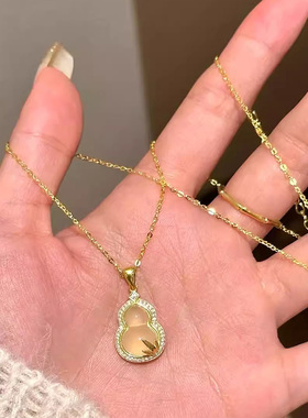 玉叶福禄纯银s999项链女轻奢小众高级感生日礼物葫芦锁骨链送女友