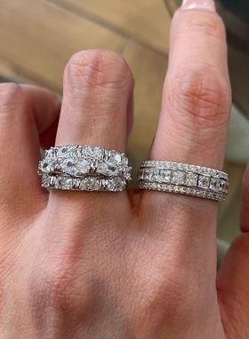 不撞款vintage叠戴华丽重工排钻戒指女款老钱风食指戒高级感贵气