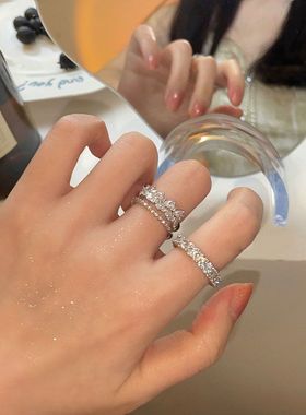 锆石戒指女小众高级感开口可调节ins学生潮酷辣妹时尚食指环饰品