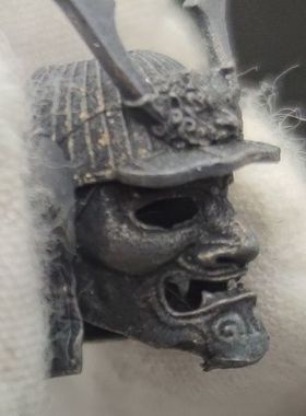 纯铜做旧原创日本武士将军头盔 手工刀坠伞绳吊坠 户外EDC 铜挂坠