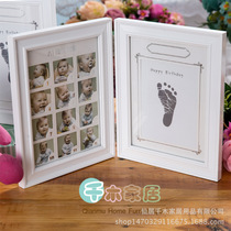 Creative Baby Full Moon Full Moon Mark Box Children Growth Hinge Pendulum Table Hanging Wall Frame Baby Hand Foot Print Photo Frame