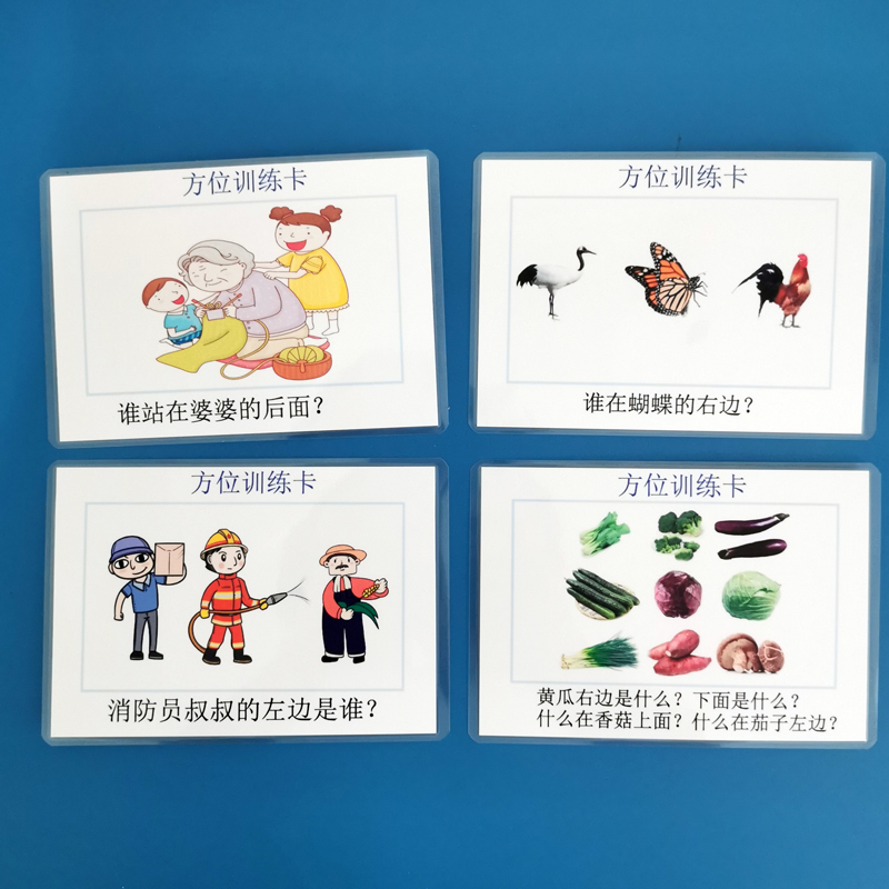 看图提出问题回答宝宝认知方位词方位泛化训练卡片自闭症宝宝教具